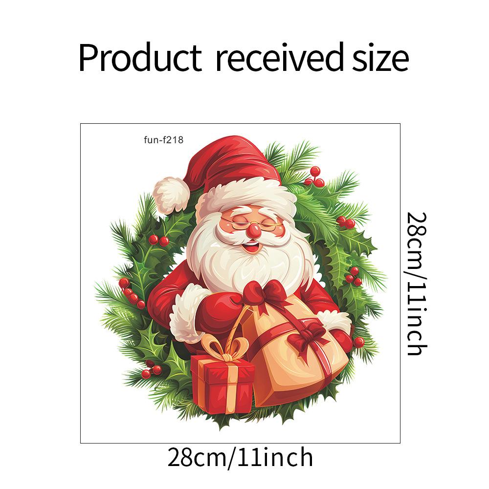 

Fun-f218 Мультфильм Санта Венок Подарок Спальня Гостиная Кабинет Фон Ландшафтный Дизайн Наклейка На Стену 28*28CM/fun-f218