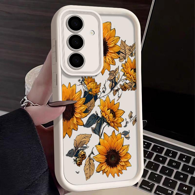 Hülle mit Sonnenblumenmuster für Samsung Galaxy S25 S24 Ultra Edge S23 S22 Plus S21 FE A34 A54 A15 A35 A55 A16 A26 A36 A56 5G Capa