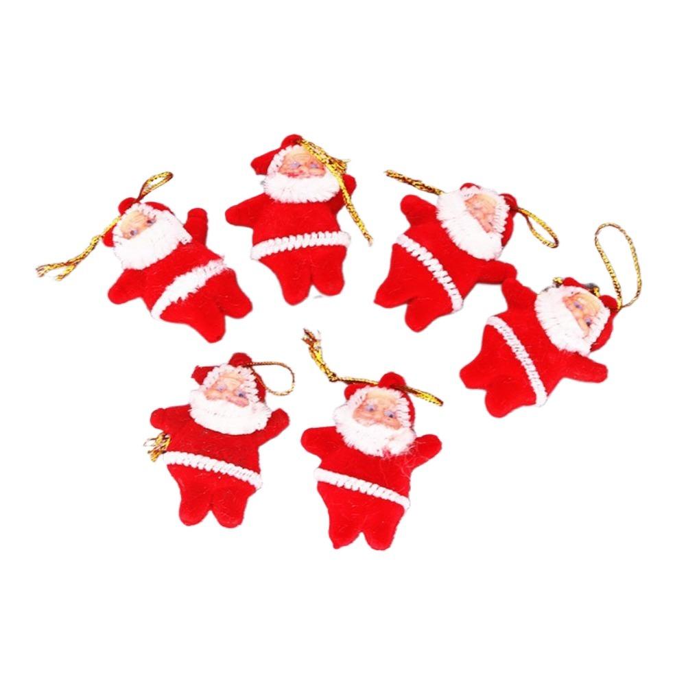 6Pcs Colored Mini Santa Claus Pendant Red Christmas Tree Pendant Xmas Tree Hanging  Holiday Party