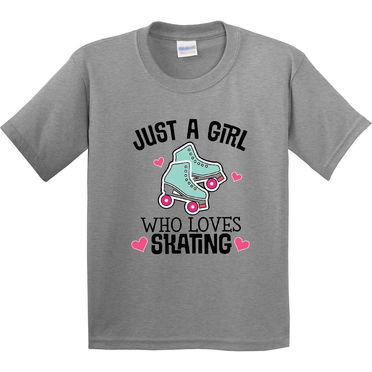

Inktastic Just A Girl Who Loves Skating Youth T-Shirt Vintage Cute Tee Children 110