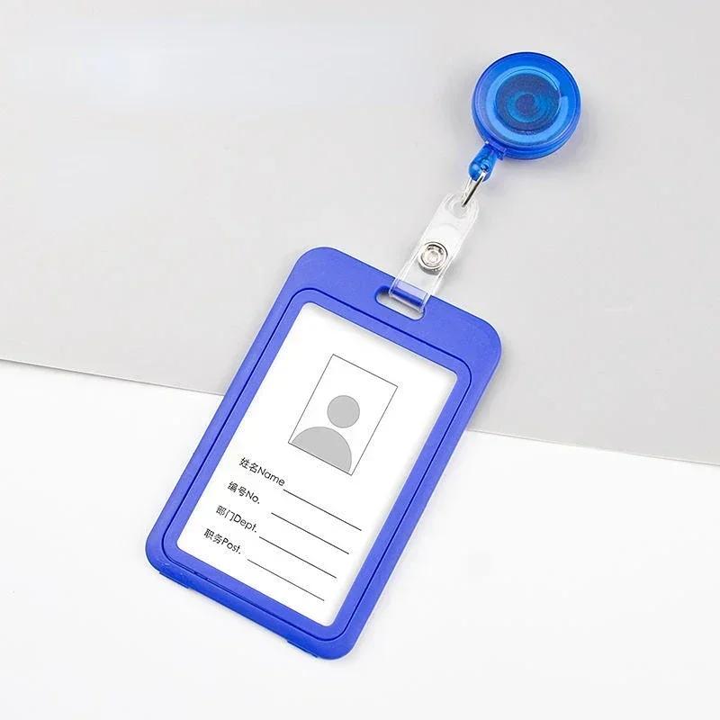 1Set Retractable Badge Holder Reel Staff Nurse Plastic Working ID Name Tag Holder Student Bus Pass Card Cover Case ID Sleeve