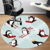 1PC Penguin Winter Office Round Area Rug, Mat Suitable For Office, Under Office Chairs Bedroom Living Room Home Decor, Room Deco