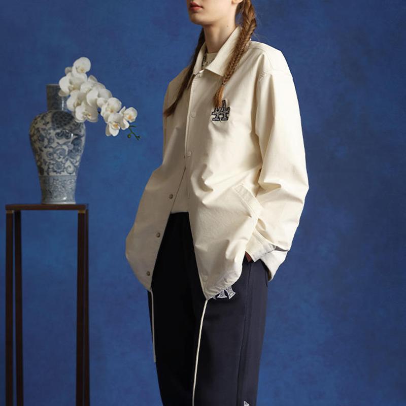 New Era FW24 Blue And White Porcelain Series MLB Los Angeles Dodgers Loose Fit Embroidered Logo Button Long Sleeve Jacket Unisex Jacket 14385265