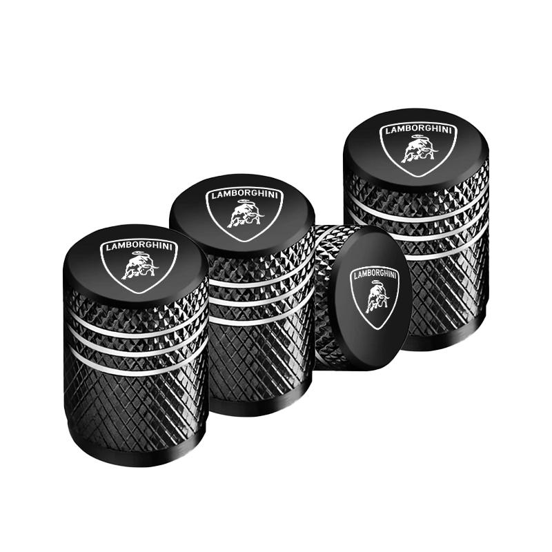 4 Stuks Zilveren Auto Bandenventieldopjes Knurling Stijl Bandenventieldop Aluminium Bandenwiel Ventiel Dop Voor Lamborghini Urus
