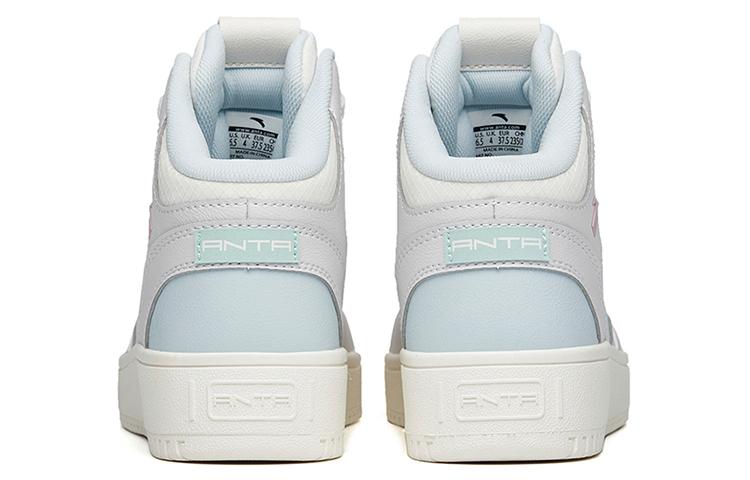Women's Sneakers Anta Abrasion Resistant Lightweight Waterproof High top Skateboard Shoes Women's Gray White