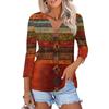 Women's Fashion Casual Printing Button-down Shirt 3/4 Long Sleeve Tops
