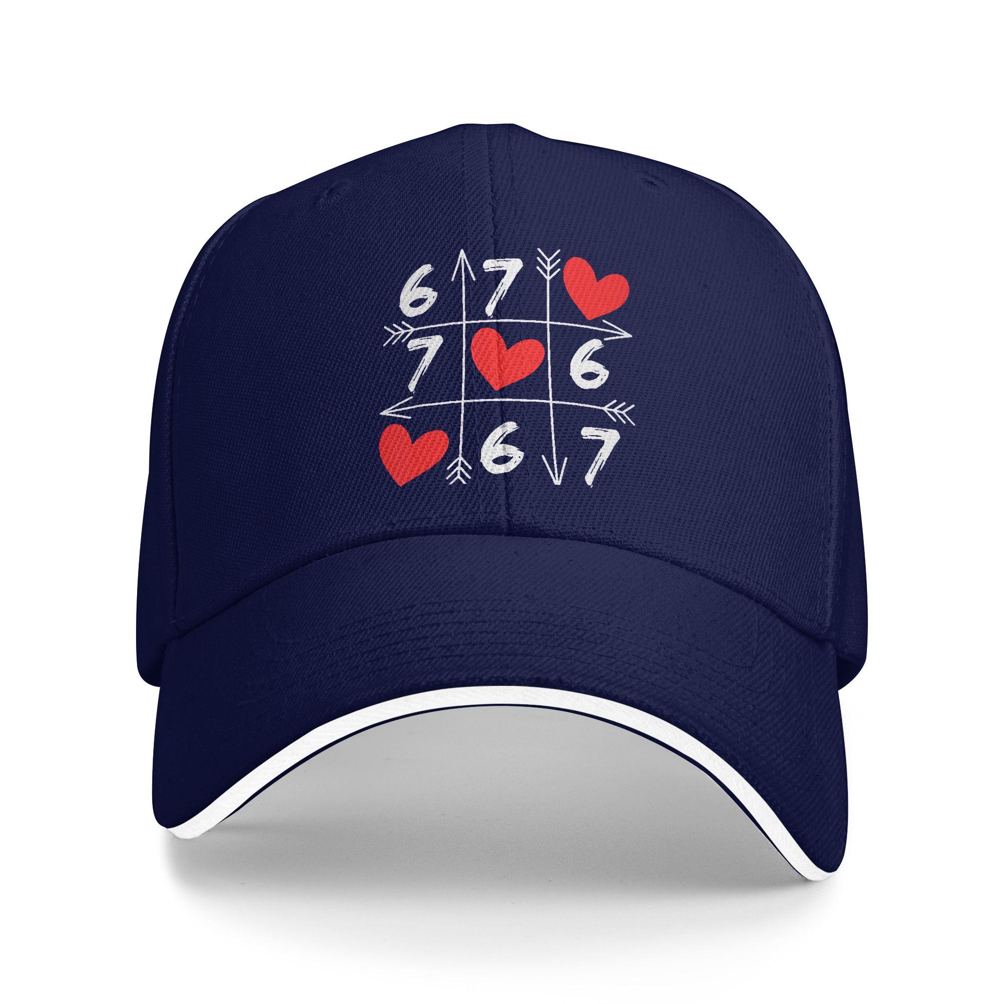 

Six Seven 67 Meme 6 7 Valentines Day Heart Casual Baseball Cap Spring Trucker Hat Sun-Proof Baseball Caps One Size