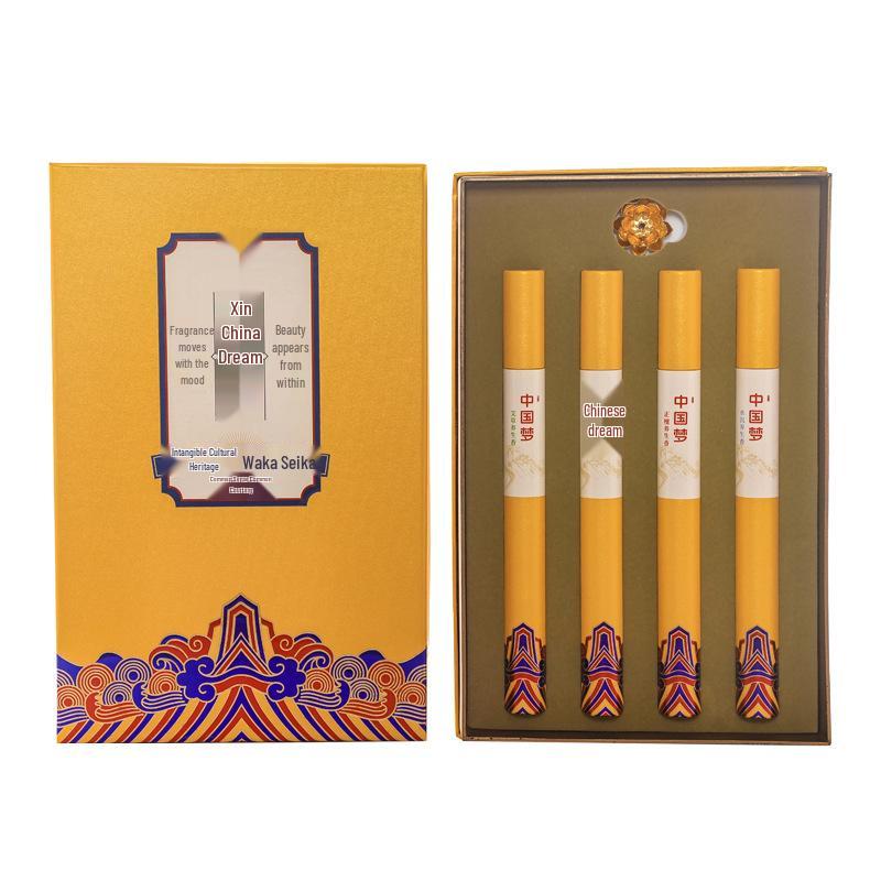 Spring Festival Mind-Calming Incense Gift Box: Agarwood & Sandalwood Sticks with Burner