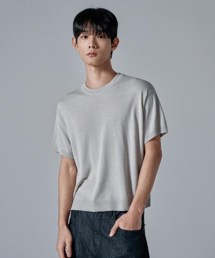 WAAR M1092 Airy Round Knit_Light Gray