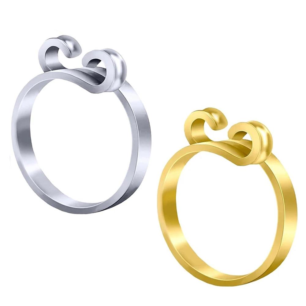 2 szt. Regulowany pierścień pętelkowy do robienia na drutach i szydełkowania, prowadnik do włóczki, ochrona palca, naparstek, pierścień do nici dla szydełkujących, narzędzia do szycia