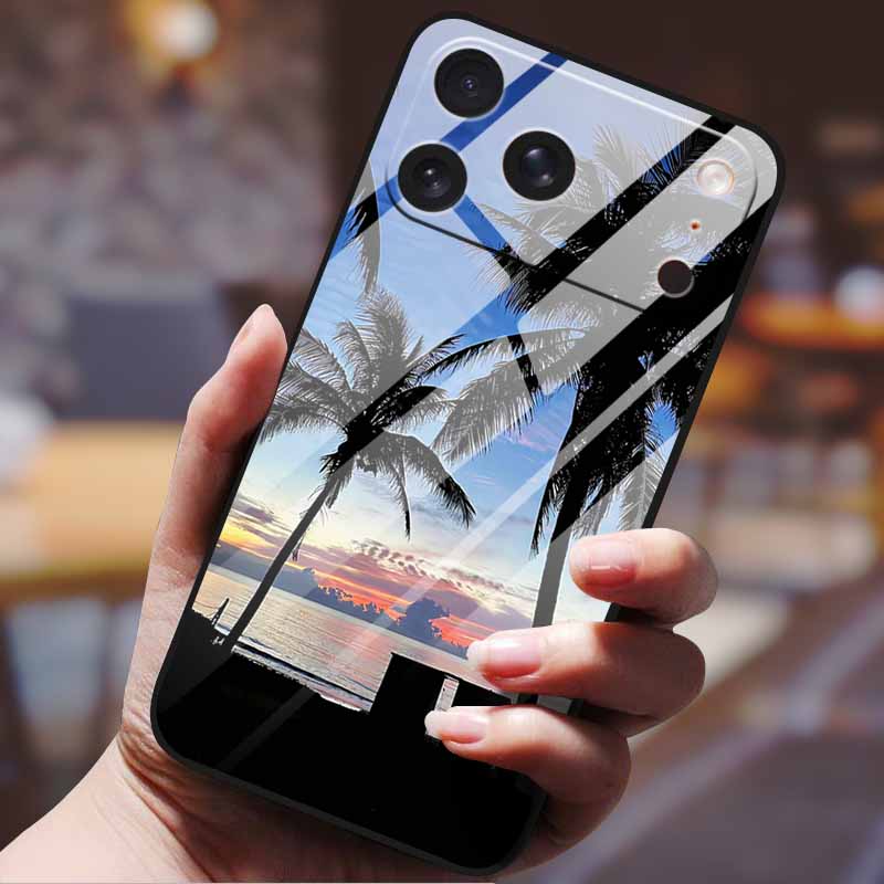 Phone Case for Iphone 17 Pro Max Iphone17 Air Tempered Glass Hard Back Cover Bumper 17pro Funda Cartoon Anime Fashion Pattern
