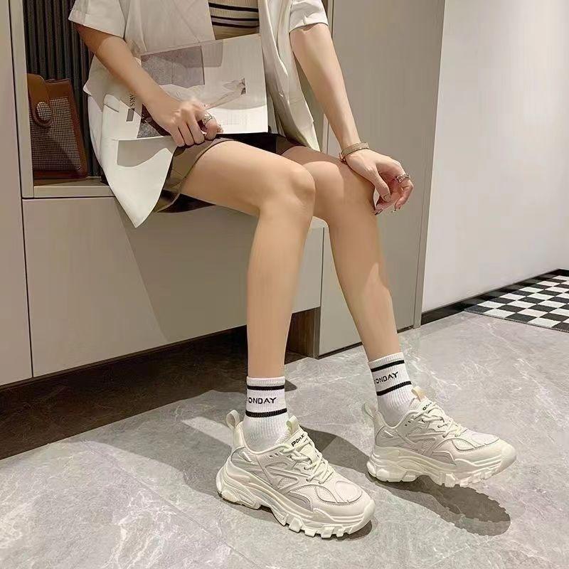 Plateau Dad Schuhe Damen 2025 neu Herbst und Frühling erhöhend weiße Schuhe Laufschuhe Sport vielseitig und leicht Innensohlen