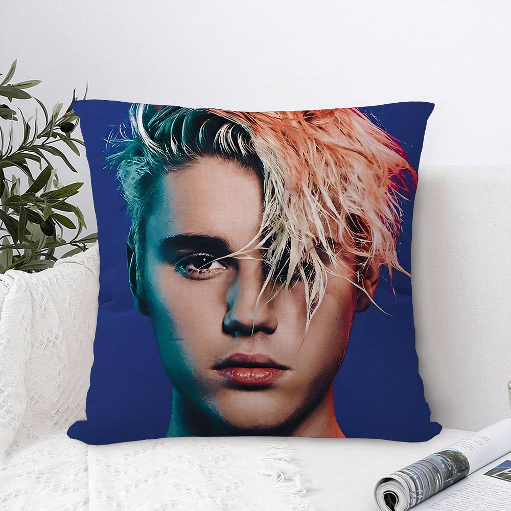 Federa per cuscino con stampa di J-Justin e B-Bieber, regalo a tema cartoni animati, copricuscino per camera da letto, casa, divano, sedia, decorazione per cuscino.