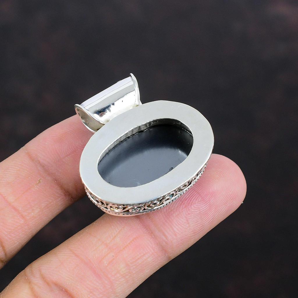 Shungite Pendant Genuine Gemstone Pendant 925 Sterling Silver Pendant Handmade Jewelry Dainty Vintage Pendant Gifts For Mom Amazing Jewelry