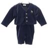 Made In Japan Long Sleeve Velor Cardigan 90 Navy Romper Set Kid's Used
