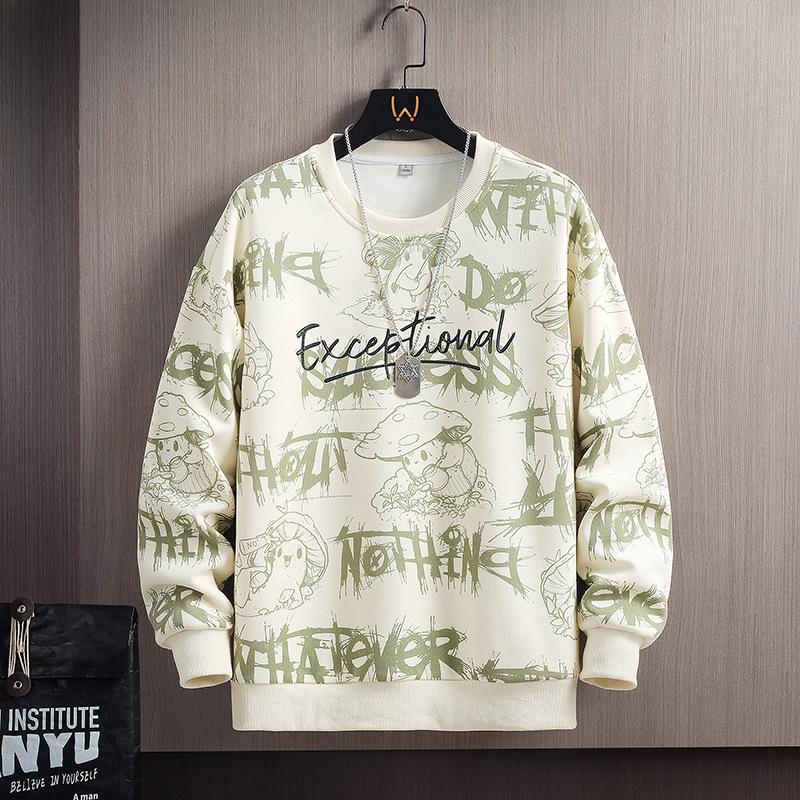 

Новая мужская толстовка на весну и осень, повседневная, универсальная, для молодых и красивых, пуловер с круглым вырезом и длинными рукавами, мужская толстовка 3XL