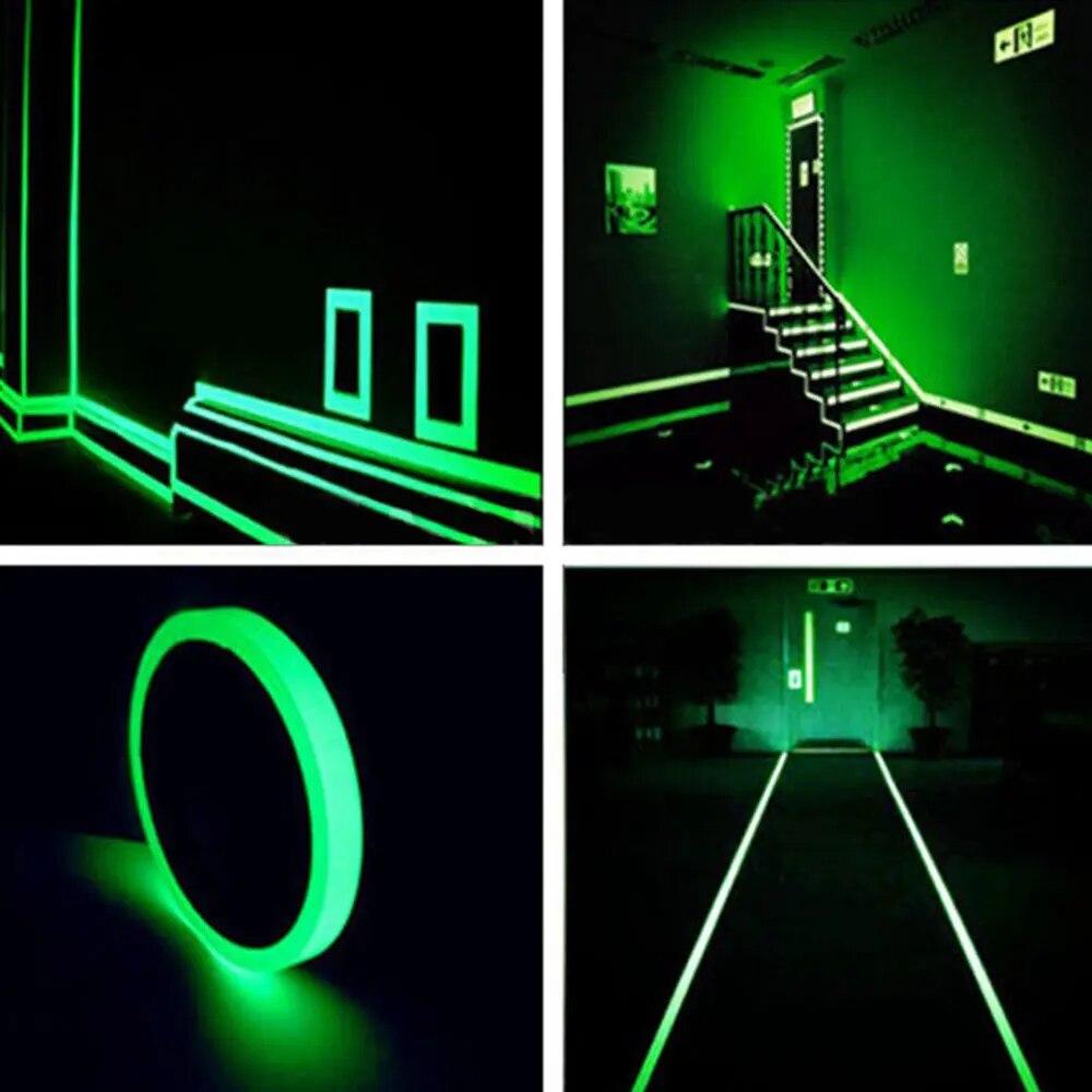 Leuchtendes fluoreszierendes selbstklebendes Band, zur Lichtemission im Dunkeln, Sicherheits-Heimdekorations-Warnband, 30 mm*3 m