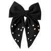 Handmade Fabric Hair Clip With Pearl Bow Ribbon Women Retro Style Back Of Head Accessory