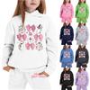 Kids Halloween Hoodie and Pants Set Ghost Print Pullover Sweatshirt with Hooded Top and Elastic Waist Bottom for Children