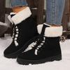 2025 new snow boots women's flat heel Korean version of Martin boots winter cotton short boots women's cotton shoes large size