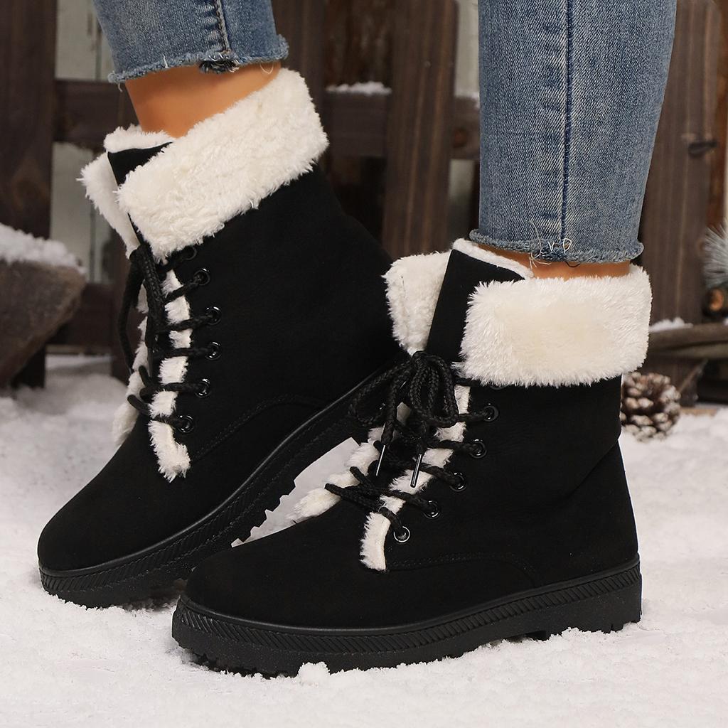 New snow boots women's flat heels Martin boots winter cotton short boots women's cotton shoes large size
