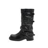 Vintage Thick Heel Mid-height Boots Western Cowboy Pile Boots Knight Boots Early Autumn Martin Boots French Pant Tube Women's Boots