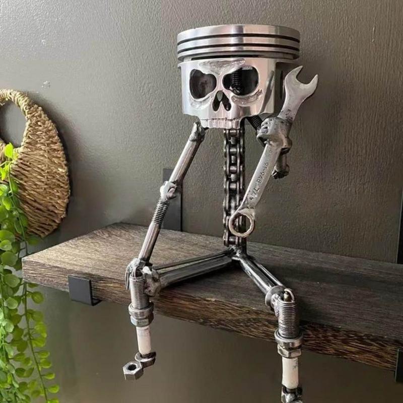 Carving Piston Skull Face Resin Figurine Art Ornaments Crafts Decoration for Festival New Year Birthday Festival Gift