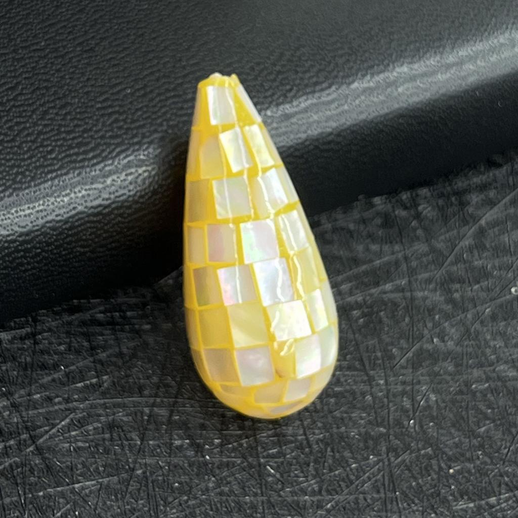 1 st, Fantastiska Gula Mosaikliknande Korallpärlor med Hål - DIY Smyckespärlor Lätta att Trä på Armband/Halsband Sommar Pysselmaterial Gåva