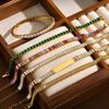 Stylish And Gorgeous Ladies Stainless Steel White Green Zircon Bracelet With Personality 1222