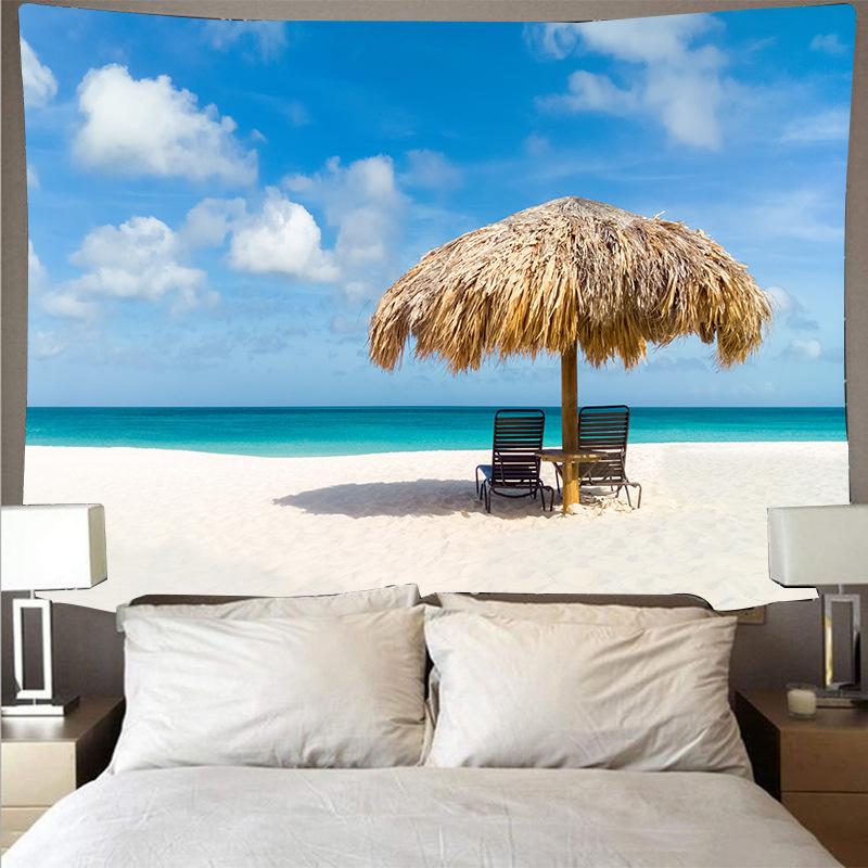 Sonnenuntergang blau Ozean Welle Wolke Natur Kunstdruck Muster Wandteppich für Zuhause Wohnzimmer Schlafzimmer Wand Dekor Hintergrund Stoff Wandteppich