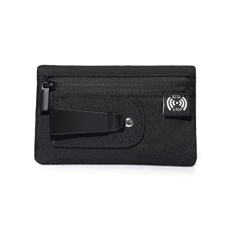 

Mini Coin Purse RFID Blocking Fabric Pouch with Zipper And Belt Clip Non-Braided Money Bag Organizer for Easy Storage
