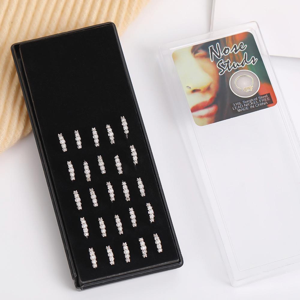 

Boxed Simple nose ring, vintage geometric flower nose stud, zircon nose ring