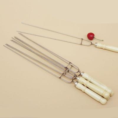 Picnic Reusable U-Shaped Grill Double Prong Roast Stainless Steel Barbecue Skewer BBQ Stick BBQ Skewer Cooking Tool