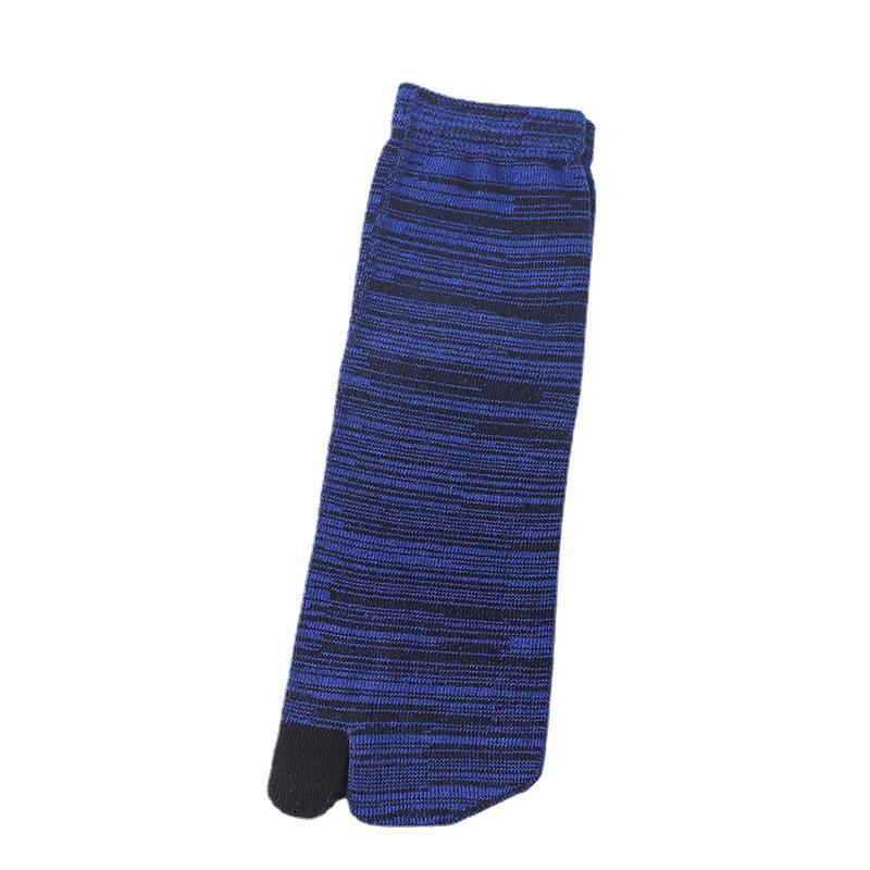 Two-Toe Cotton Socks: Striped, Sweat-Absorbent, Mid-Tube Style for All Seasons, Unisex Split-Toe Design