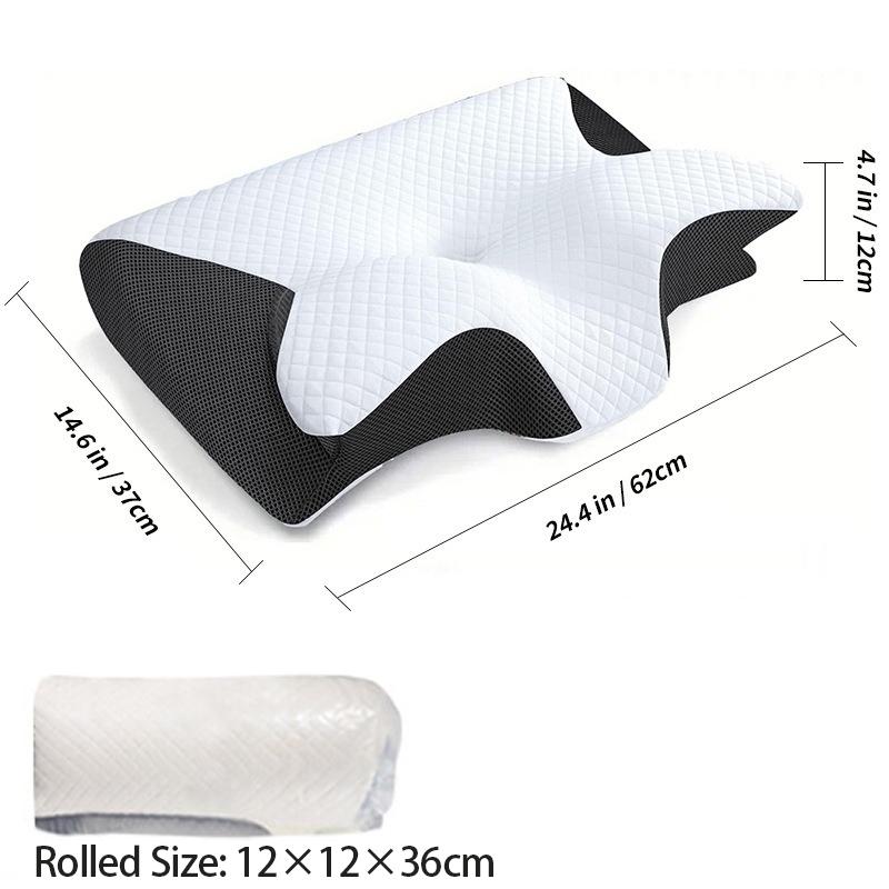 Memory Foam Pillow Cervical Orthopedic Pillow 2 in 1 Ergonomic Contour Orthopedic Pillow for Neck Pain SMZT003 чёрный