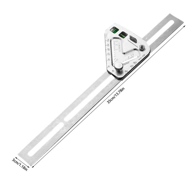 Stainless Carpenter Square Angles Ruler With Angles Measurement Level Detection And Line Marking For Construction