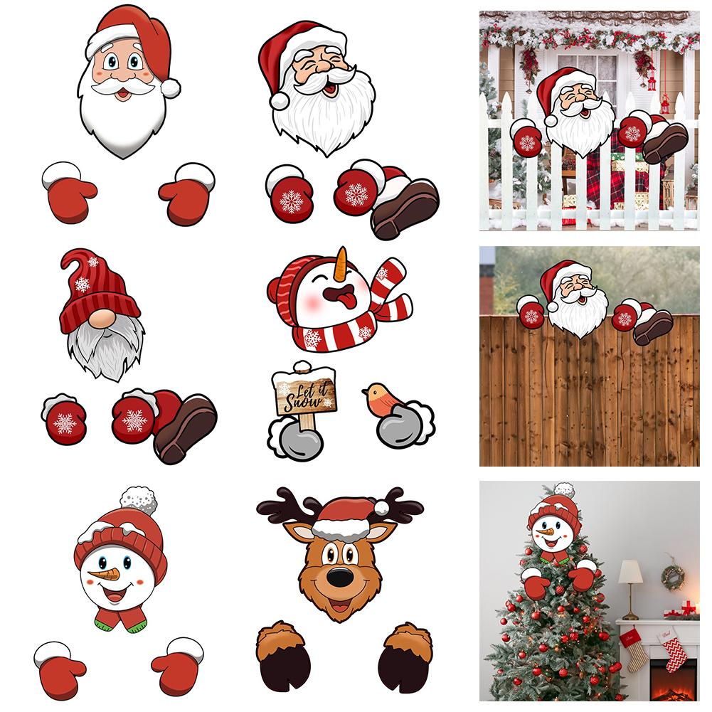 Christmas Fence Decoration DIY Garden Fence Sign Outdoor Xmas Decor Santa Clause