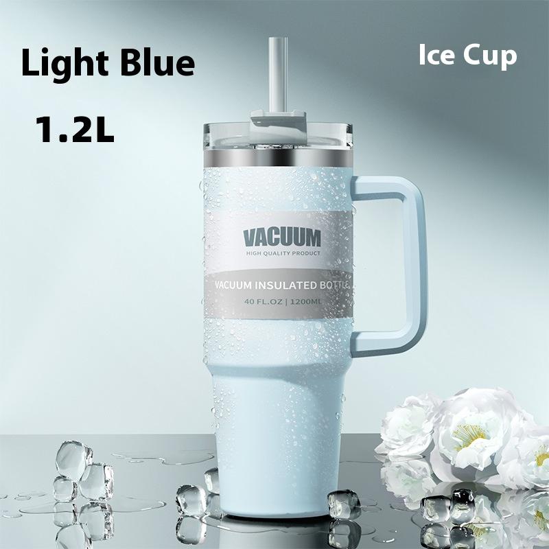 40oz Car Cup Large-capacity Insulated Cup Cross-border Ice King Cup 304 Stainless Steel Car Water Cup for Cold Preservation 1200ML светло-синий
