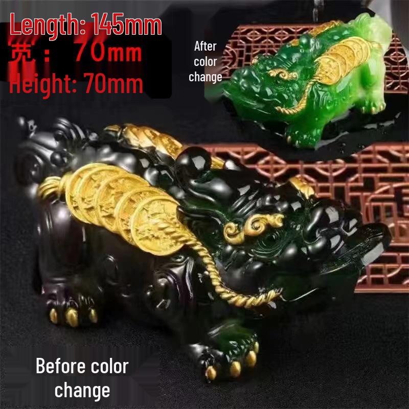 Luxury Resin Pixiu Tea Pet: Color-Changing Wealth-Attracting Ornament for Tea Sets.