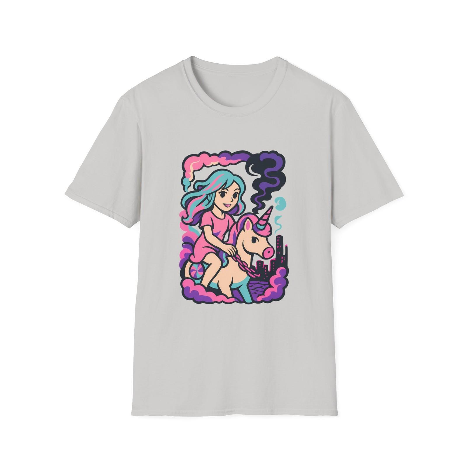 Unisex Softstyle Unicorn Rider T-Shirt Mens Womens Tees Top – Fantasy, Whimsical Style S