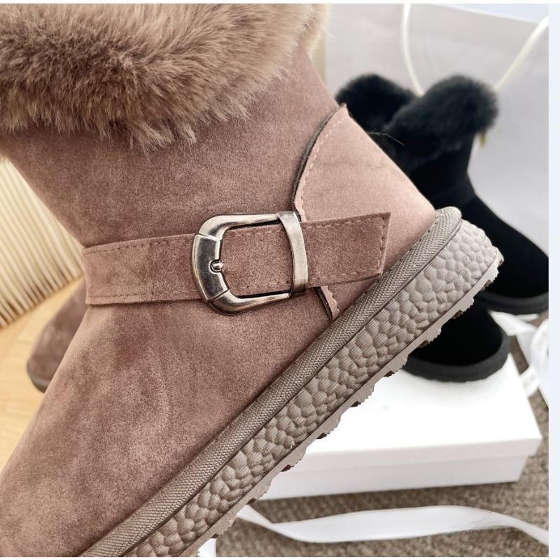 Snow Boots for Women, Short Tube with Thick Velvet and Flat Bottom Boots