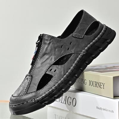 2024 Summer Brand Men's New Handmade Sewn Casual Breathable Sandals Fashion Men's Outdoor Comfortable Soft Sole Beach Shoes