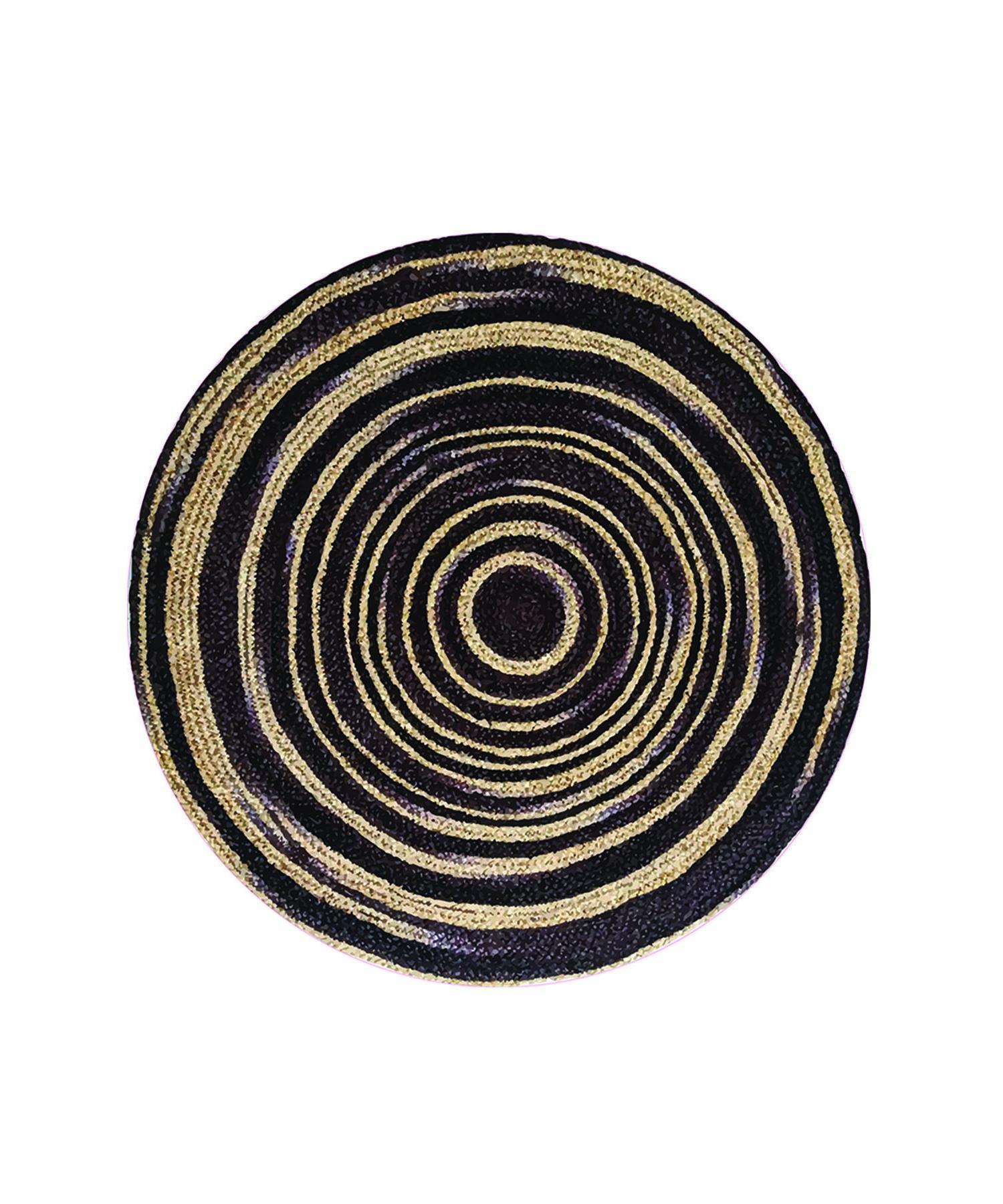 

Полосатый узорчатый круглый джутовый вязаный коврик из натуральной соломы Круглый ковер Jut-3001