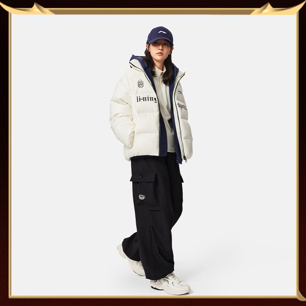 Li Ning Sports Lifestyle Series Loose Fit Pattern Logo Casual Pants Women Pants AKXV328-3