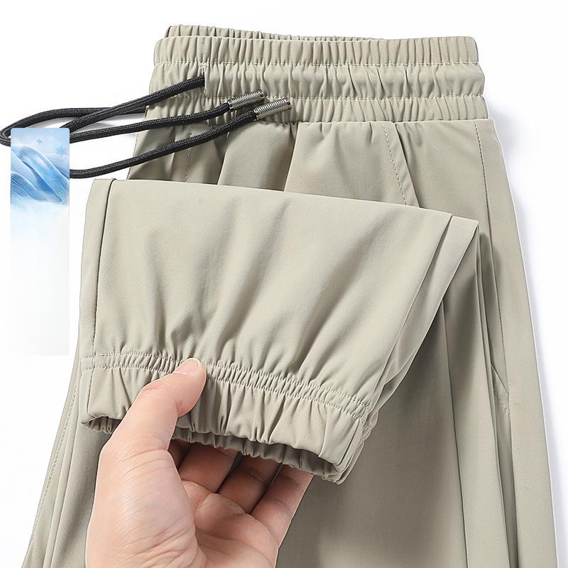 New Sports Quick-drying Pants for Men's Summer Thin Men's Pants Straight-leg Tying Casual Men's Trousers Straight-leg Trousers