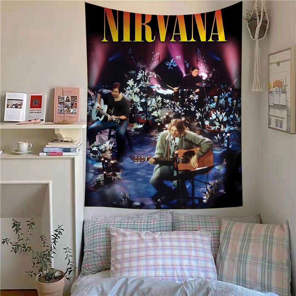 Nirvana Band Magazine Classic Anime Cartoon Tapestry Art Science Fiction Room Home Decor Wall Hanging Home Decor