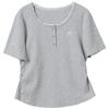 Sancai Women's Embroidered Slim Fit Round Neck T-Shirt