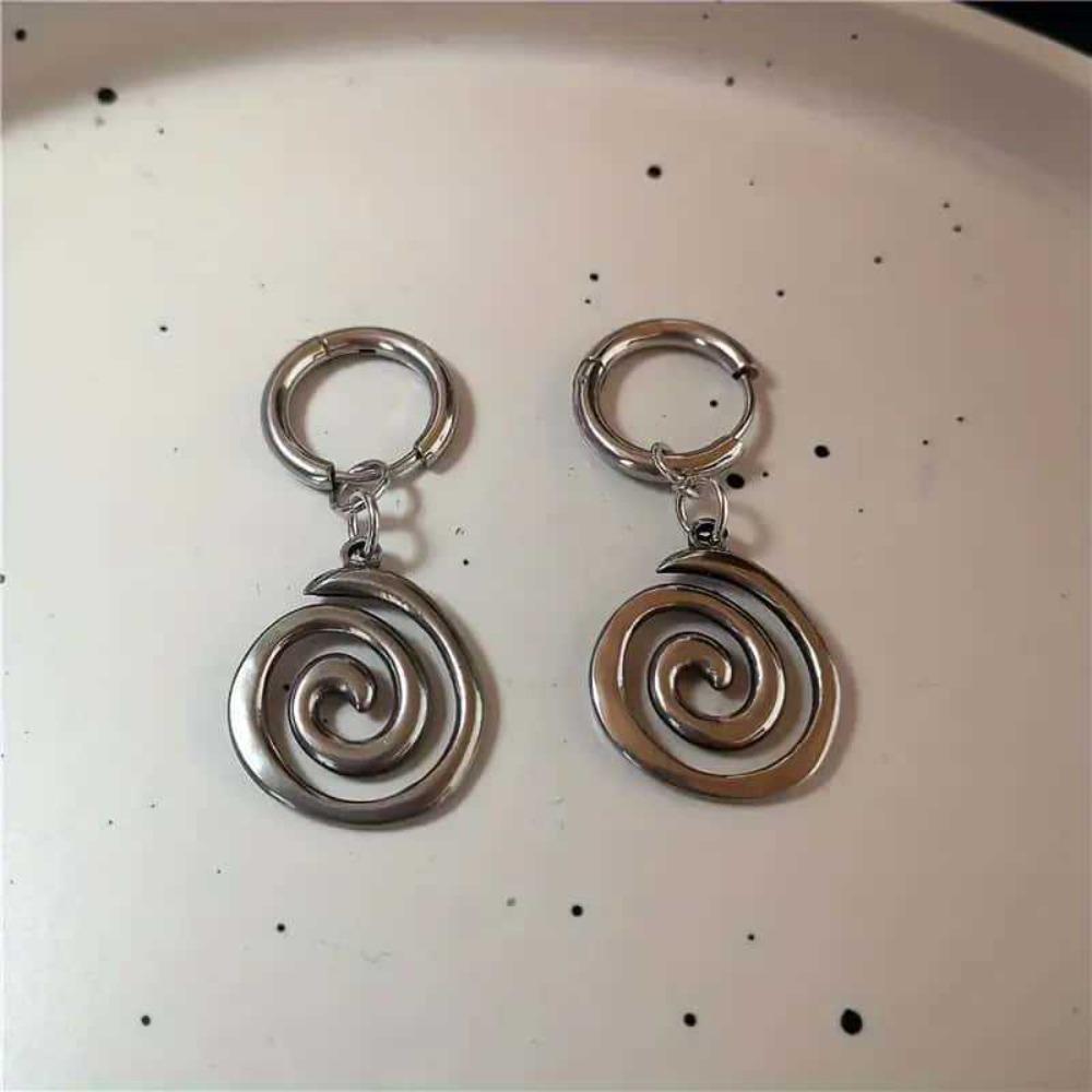 6pcs Set Punk Rock Sliver Color Spiral Vortex Stars Hearts Pendant Hoop Earrings for Women Men Friends Gothic Y2K Jewelry Sets