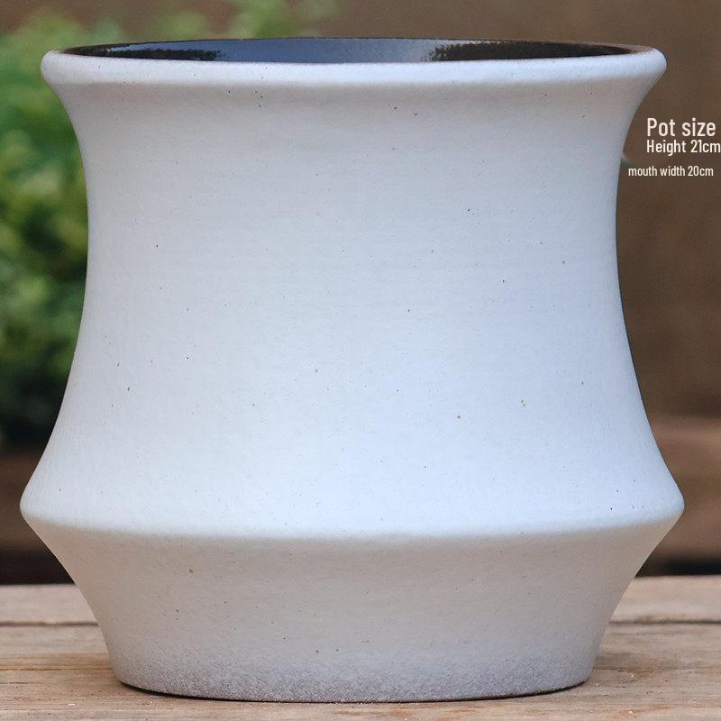 Handmade Coarse Pottery Tall Flower Pot for Succulents and Green Plants – Breathable Ceramic Jar for Bird of Paradise & Bougainvillea