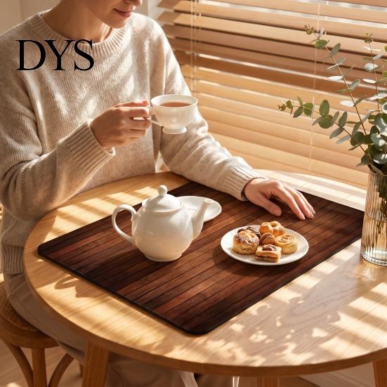 Kitchen Sink Drying Pad 3D Wood Grain Dish Mat, Diatom Mud Absorbent Mat for Fast Counter, Non-slip Heat Resistant Cup Coffee Decorative Counter